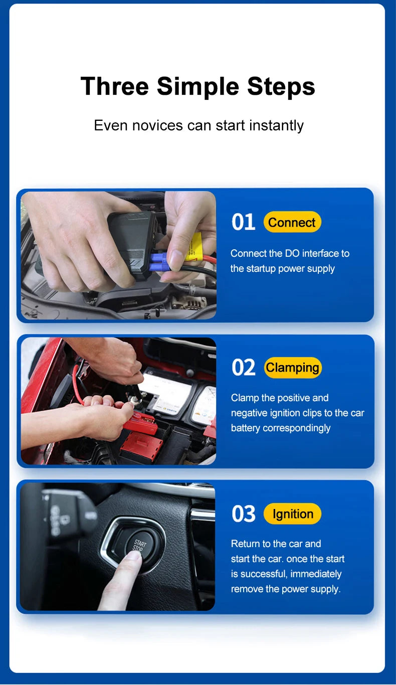 Car Jump Starter 600A-2000A | 12V Portable Battery Booster & Power Bank for Emergency Start (EAFC)