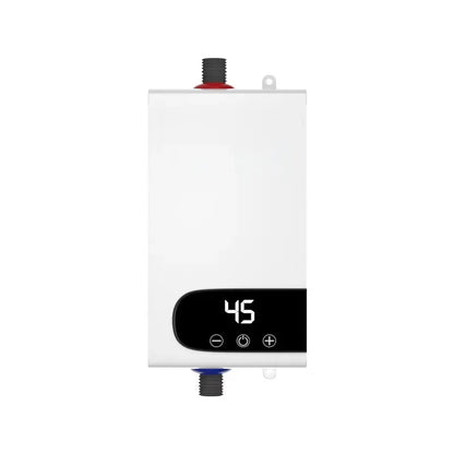 Portable 220V 4500W R.E.D. Shopping instant water heater for bathroom and kitchen, showing compact electric heater with temperature controls