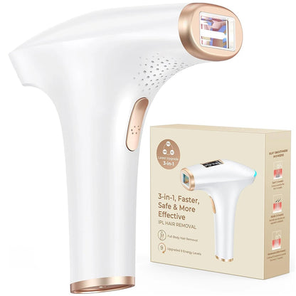 JOOYEE IPL Hair Removal Device – 999,900 Flashes, 9 Levels, HR/SC/RA Modes, Painless At-Home Laser Epilator for Women
