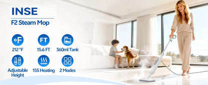 INSE F2 Steam Mop 6-in-1 – High Temp Steam Cleaner for Hard Floors & Carpet