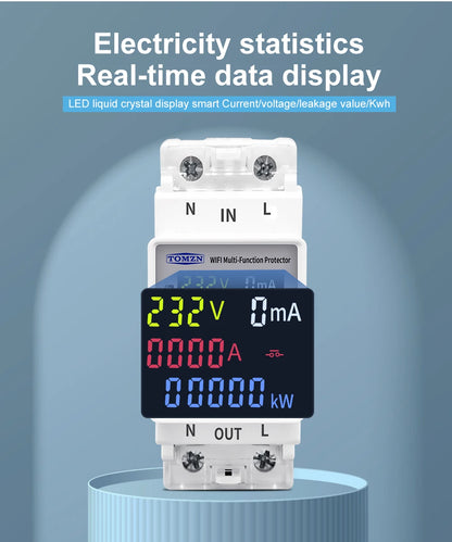TOMZN 2P 63A TUYA WiFi Smart Circuit Breaker with Energy Monitoring