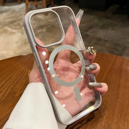 Luxury Transparent Magnetic iPhone Case | MagSafe Wireless Charging, Shockproof Bumper for iPhone 11-16 Pro Max