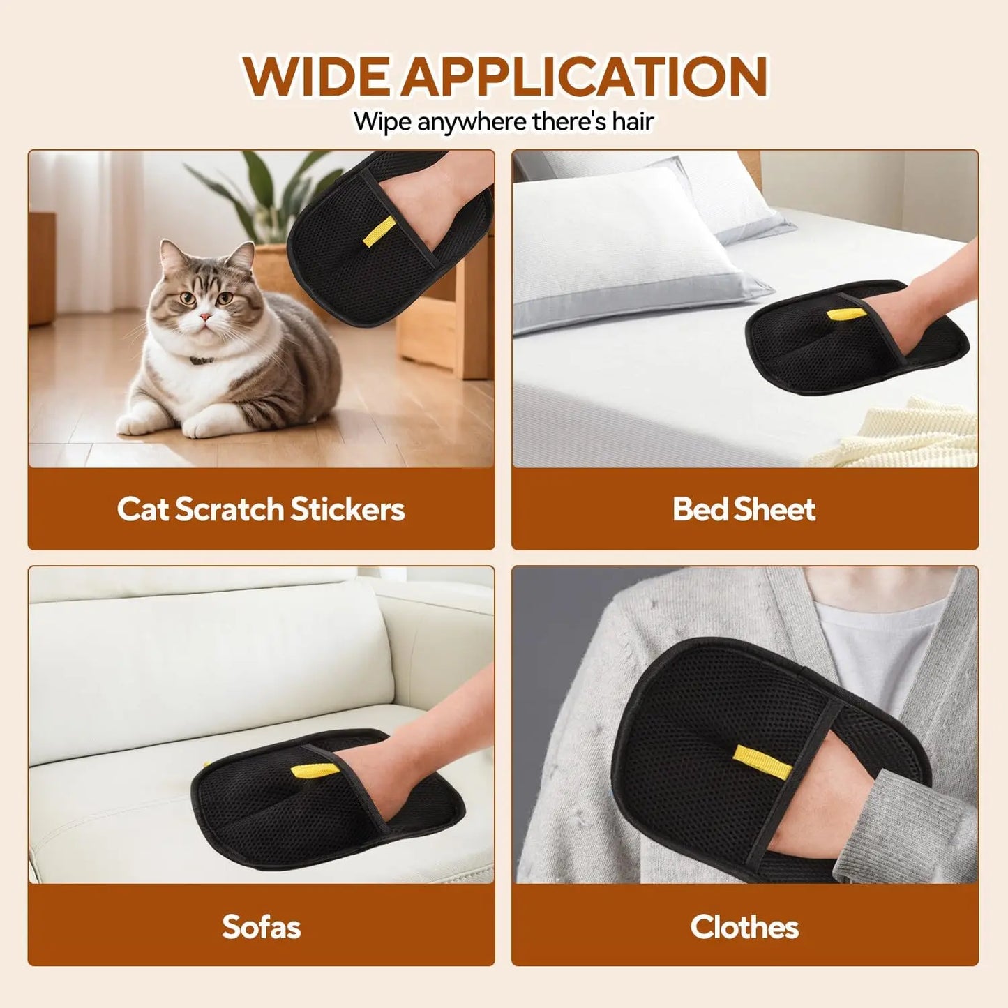 Reusable Static Pet Hair Removal Gloves | Double-Sided Grooming & Cleaning Tool