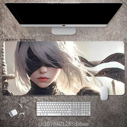 NieR Automata ARPG Leather Mouse Pad – Waterproof PU Leather, Keyboard Table Mat, E-Sports Gaming