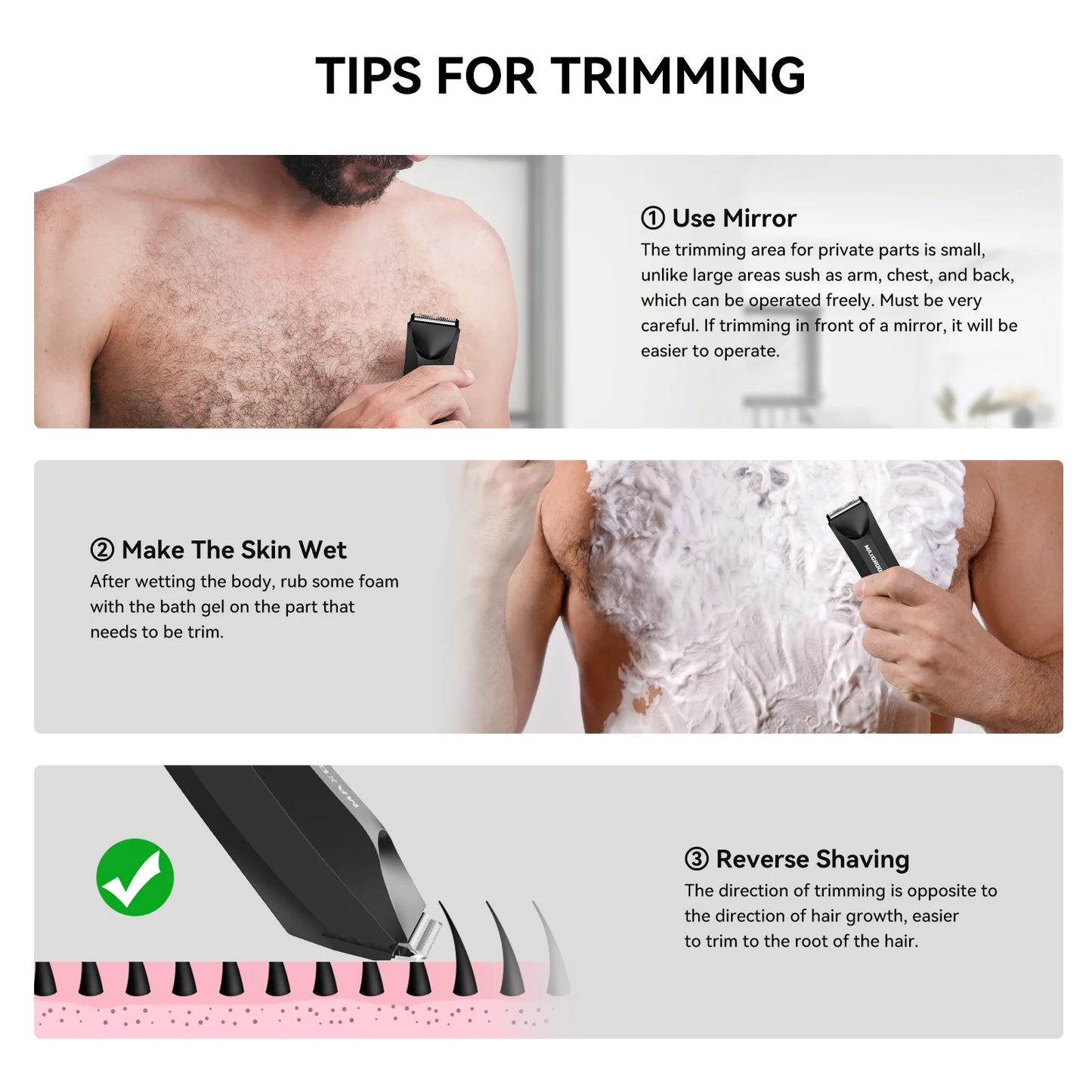 MAXGROOM Body Hair Trimmer for Men | Groin & Pubic | Ceramic Blade | Waterproof Electric Razor
