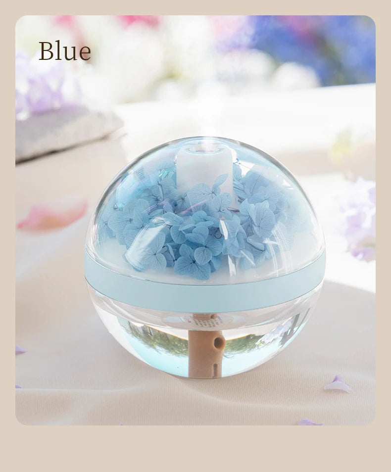 USB Rechargeable Air Humidifier 270ml — 800mAh Battery, Colour LED Light, Mist Maker, Flower Design