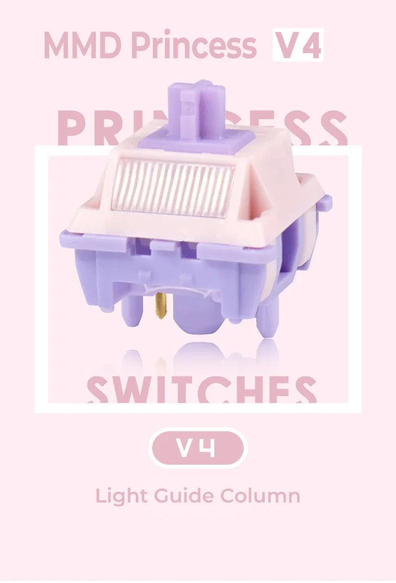 MMD Princess V4 Mechanical Keyboard Switches – 5-Pin Linear & Tactile, RGB, Lubricated, 10–110 PCS