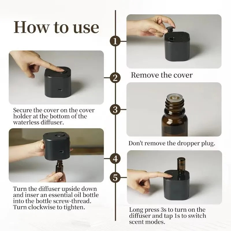 USB Rechargeable Waterless Aroma Diffuser – Portable Fragrance for Home & Office