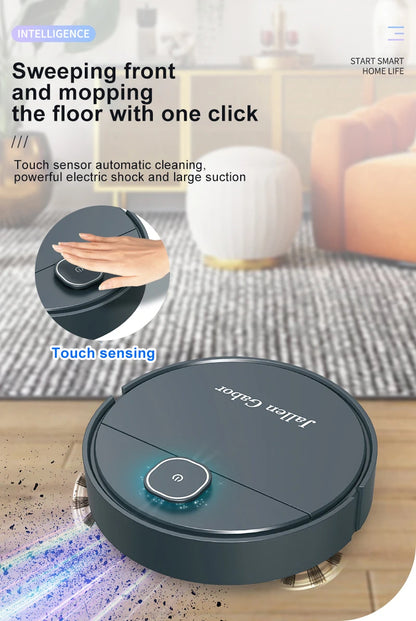 R.E.D. Shopping 3-in-1 smart sweeping robot vacuum for home, compact wireless cleaner with sweeping and vacuuming features.