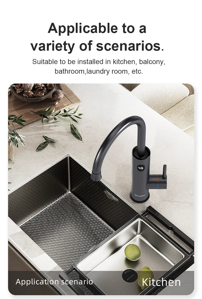 Briwellna 2-in-1 Instant Electric Water Heater Faucet | 3300W | 220V | Kitchen & Bathroom | CE Certified | EU Plug