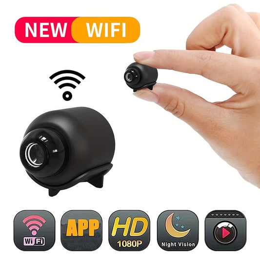 R.E.D. Shopping X5 Mini Security Camera with 1080P HD, night vision, WiFi, and motion detection for home security.