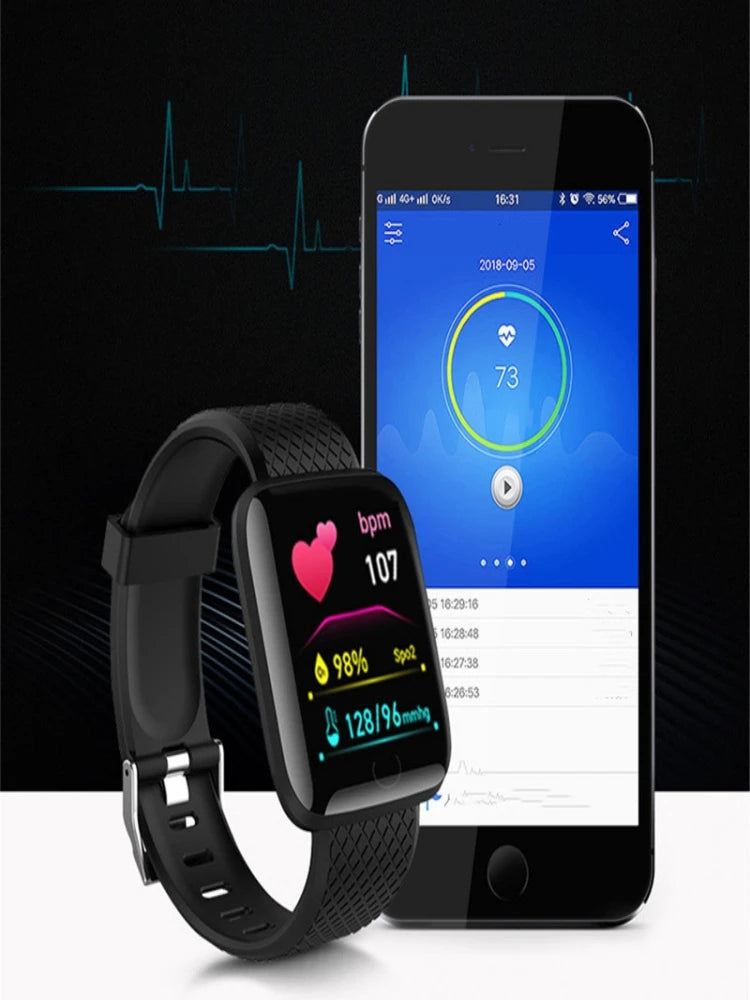 R.E.D. Shopping smartwatch displaying message notifications and fitness tracking on a sleek wearable screen.