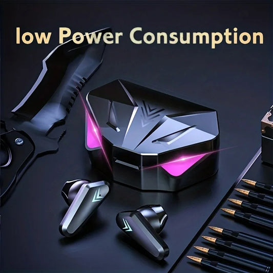 R.E.D. Shopping TWS wireless Bluetooth gaming earbuds with LED display, built-in mic, noise-canceling headphones, X15 model