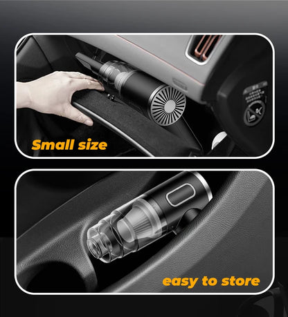 Portable wireless handheld car vacuum cleaner with HEPA filter and 2000mAh battery, compact design for quick cleaning.