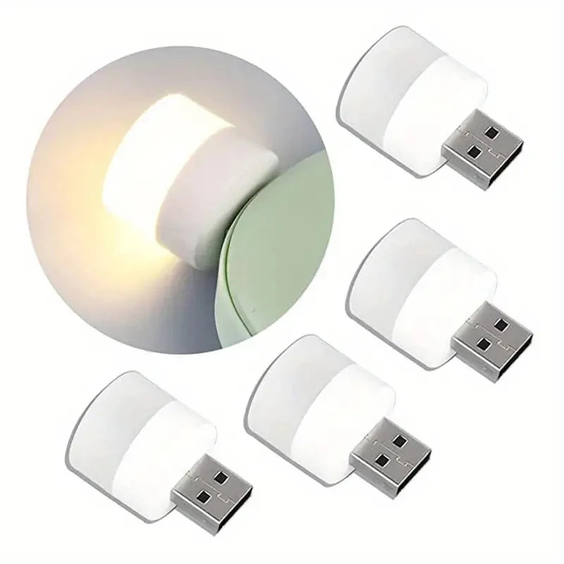 Mini USB Night Light | Warm White Eye Protection LED Book Reading Lamp for PC, Power Bank & Charging (1-20pcs)