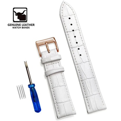 Premium Genuine Leather Watch Strap | 12–24mm, 9 Colors + Tool