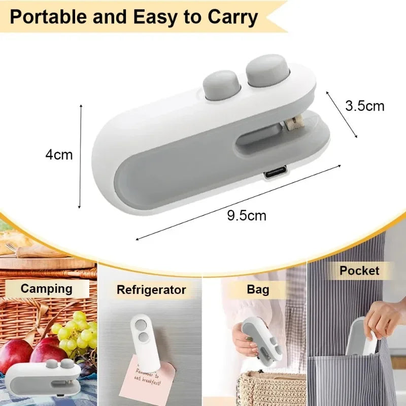 2-in-1 Rechargeable Mini Bag Sealer with Cutter | Portable Thermal Sealer | Food Storage