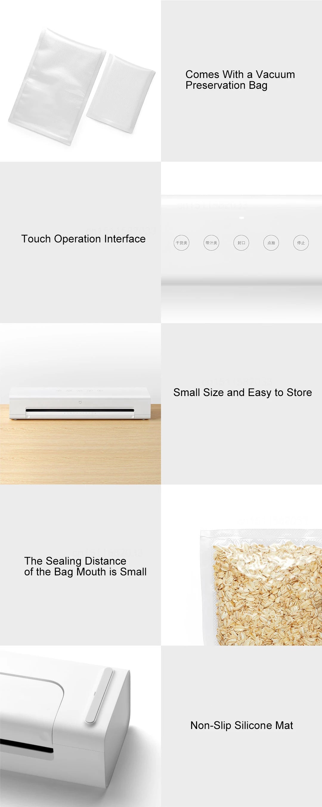 Xiaomi MIJIA Vacuum Sealer – 70kPa, Dry/Moist Modes, 10 Bags Included, 220V EU
