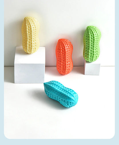 Peanut Squeaky Dog Chew Toy | TPR Teeth Cleaning Interactive Pet Toy