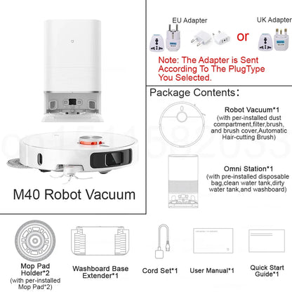 Xiaomi MIJIA M40 Robot Vacuum Cleaner – High-Precision Obstacle Avoidance, 12kPa Suction | EU/UK