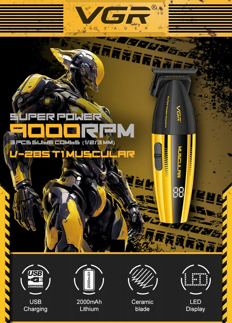 VGR Clipper Professional Hair Trimmer Electric Hair Cutting Machine 9000 RPM Hair Clipper Barber Cordless Clipper for Men V-285