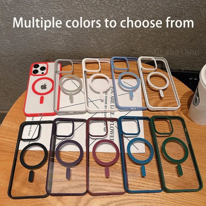 Luxury Transparent Magnetic iPhone Case | MagSafe Wireless Charging, Shockproof Bumper for iPhone 11-16 Pro Max