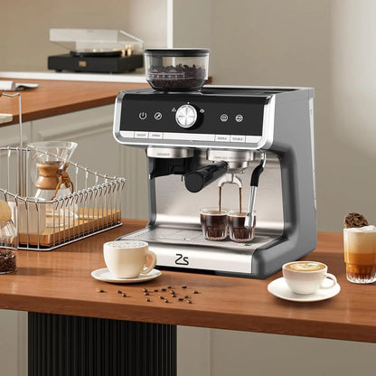20 Bar Espresso Machine 1450W | Semi-Auto, Built-in Grinder, Milk Frother, Latte & Cappuccino