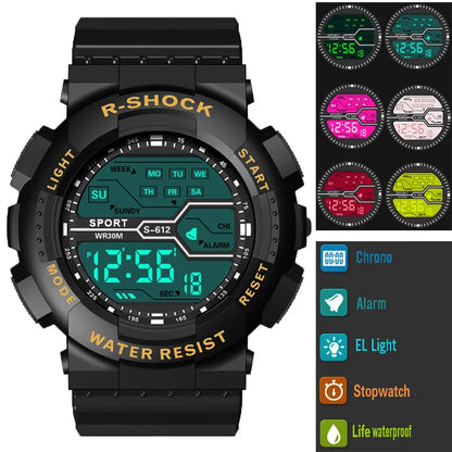 Men's Military Digital LED Sport Watch – Large Screen, Waterproof, Luminous Outdoor Wristwatch