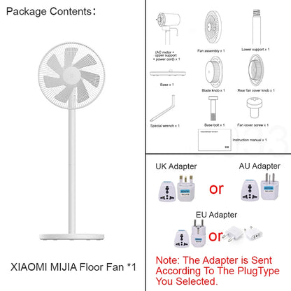 Xiaomi MIJIA Floor Fan — 7 Blade, 90° Wide-Angle Oscillation, Mi Home APP Control, Wired