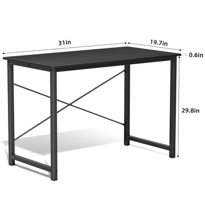 JHK Compact Office & Gaming Desk – Metal Frame Wood Tabletop, Easy Assembly