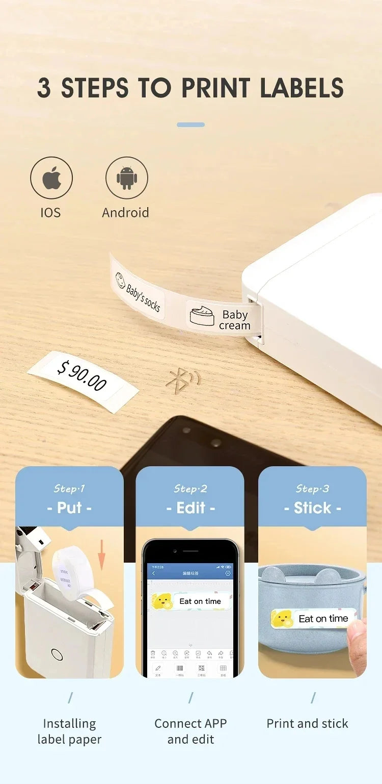 Niimbot D110 Portable Mini Label Printer – Thermal, Inkless, Bluetooth, UV