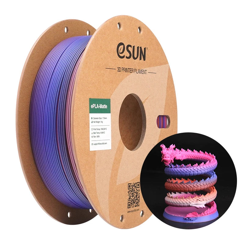 eSUN Rainbow Matte PLA Filament 1.75mm 1KG – For Bambu Lab & FDM Printers