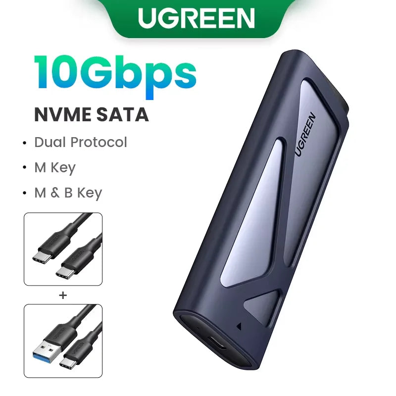 UGREEN M.2 SSD Enclosure | NVMe & SATA | USB 3.2 Gen2 20Gbps | Supports 2230–2280