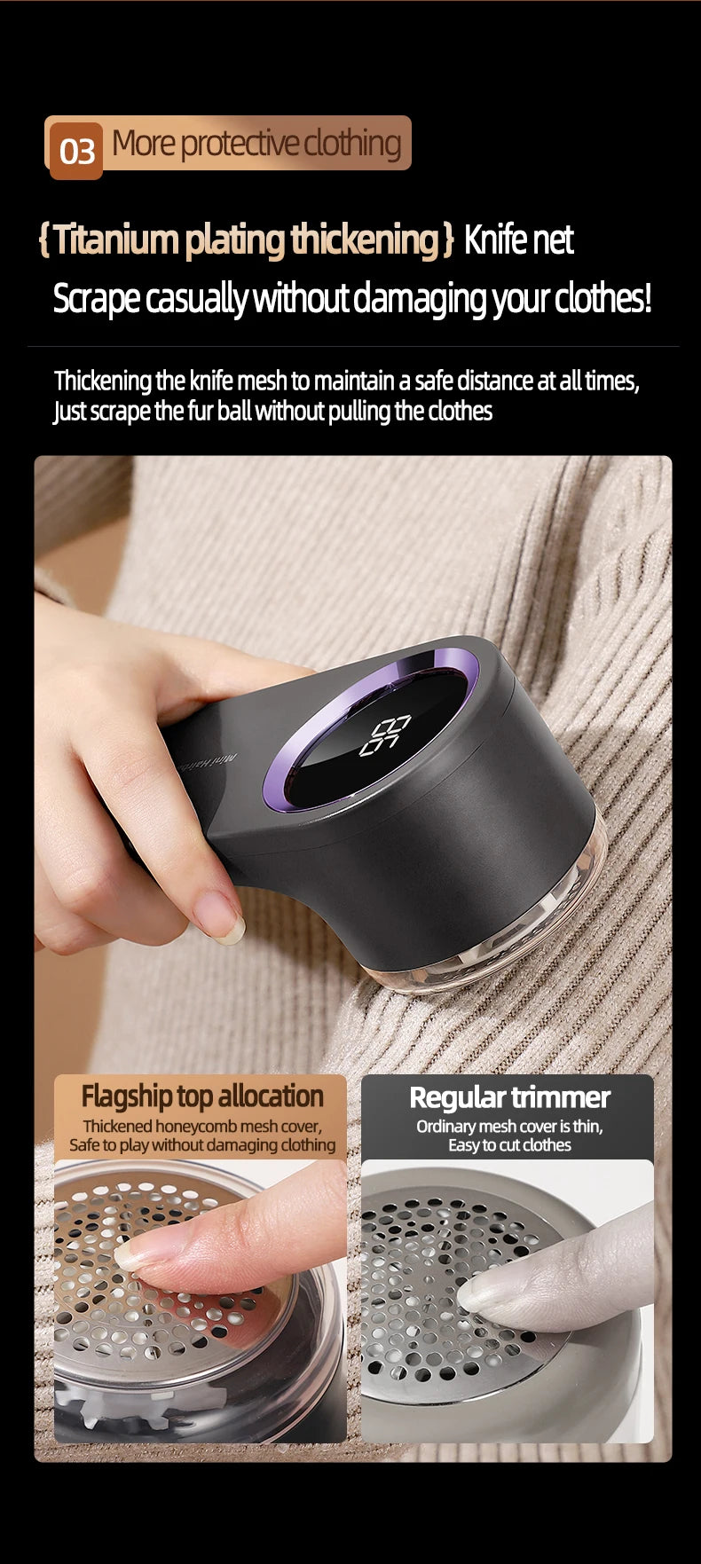 Electric Lint Remover — Smart LED Digital Display, USB Charging, Portable Fabric Hair Ball Trimmer