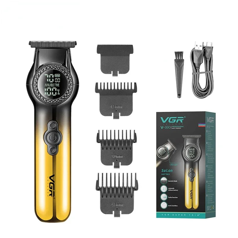 VGR V-990 Professional Hair Clipper – Gold & Black, With or Without Box