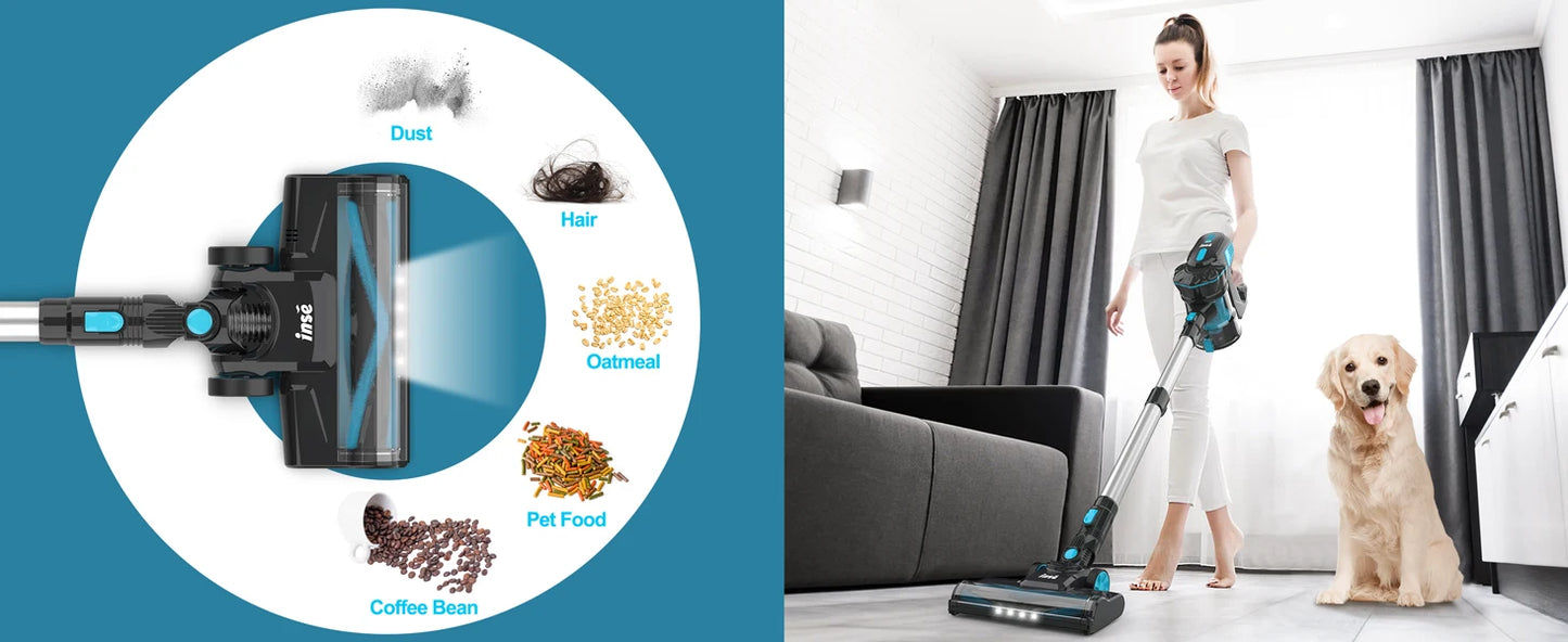 INSE Cordless Vacuum Cleaner 6-in-1 | 20KPa | 40 Min Runtime | Stick & Handheld