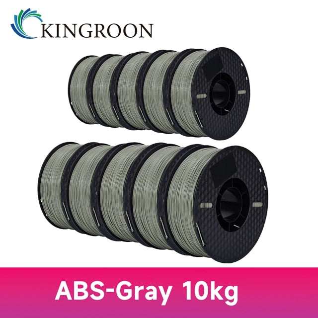 KINGROON 3D Printer Filament – 10KG Bulk, 1.75mm PLA / ABS / PETG, 10 Rolls, Black / White / Gray
