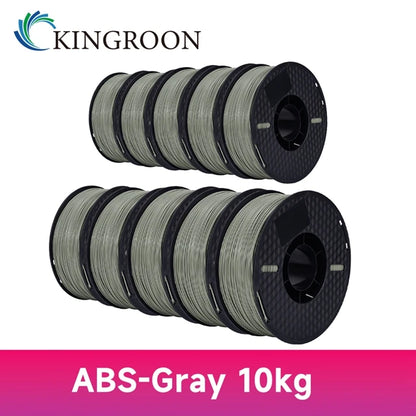 KINGROON 3D Printer Filament – 10KG Bulk, 1.75mm PLA / ABS / PETG, 10 Rolls, Black / White / Gray