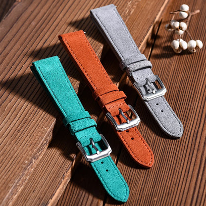 Vintage Suede Leather Watch Band – Quick Release 18/19/20/22mm for Men & Women