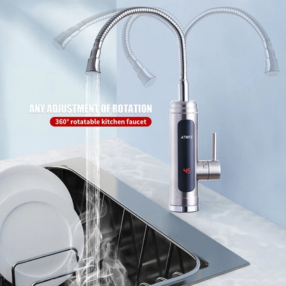 ATWFS Instant Hot Water Faucet | Stainless Steel | Tankless Electric Heater 220V | Kitchen & Bathroom