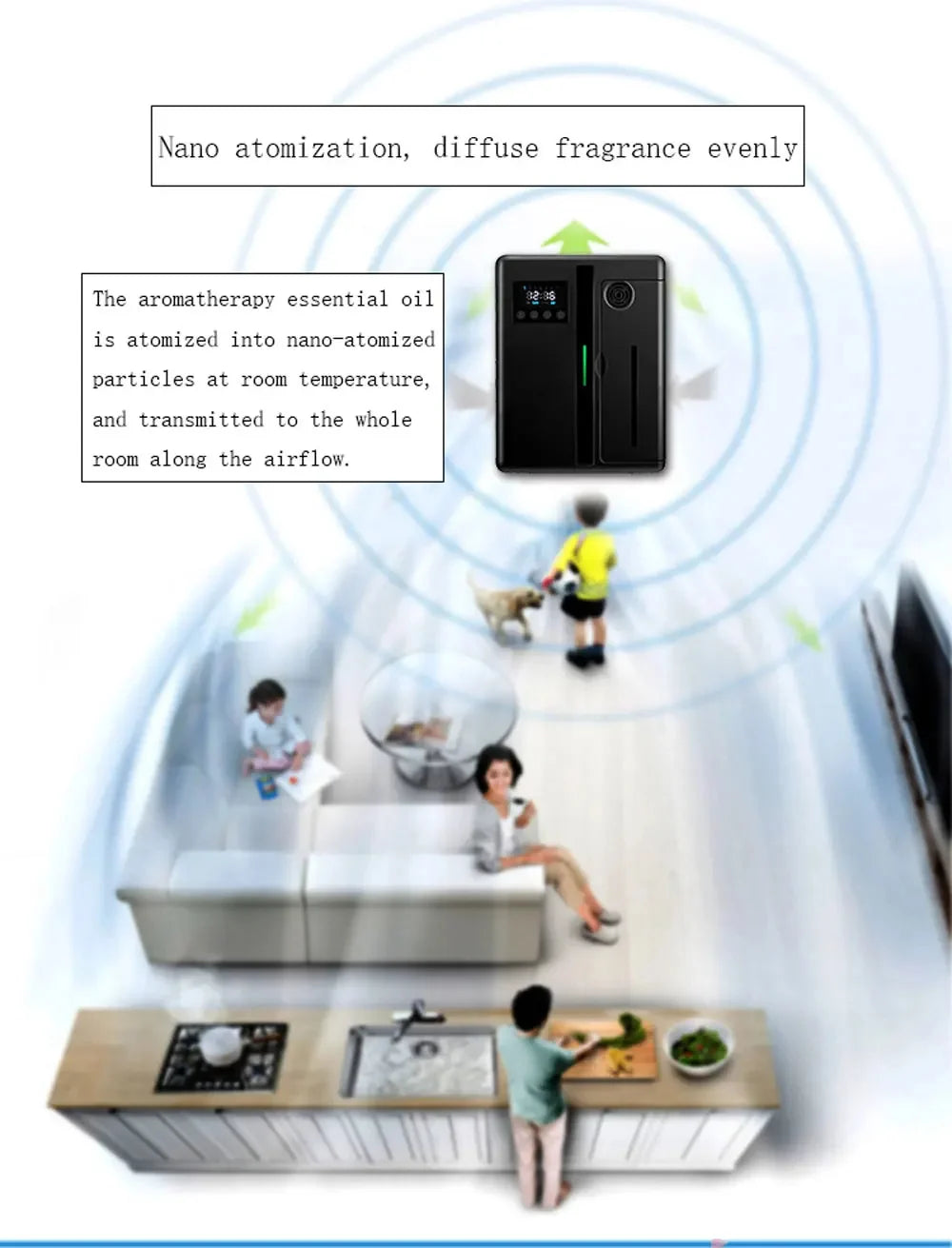 Bluetooth Room Fragrance Diffuser 300m³ – Electric Essential Oil Air Freshener for Home