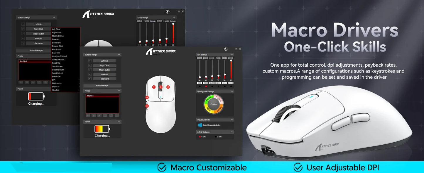 Attack Shark X3 Wireless Gaming Mouse – 49g, PAW3395, Triple Mode