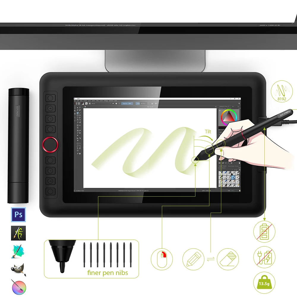 XPPen Artist 12 Pro 11.6-inch graphics drawing tablet with display, pressure sensitivity, and tilt support for digital art.