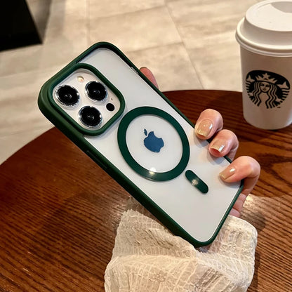 Luxury Transparent Magnetic iPhone Case | MagSafe Wireless Charging, Shockproof Bumper for iPhone 11-16 Pro Max