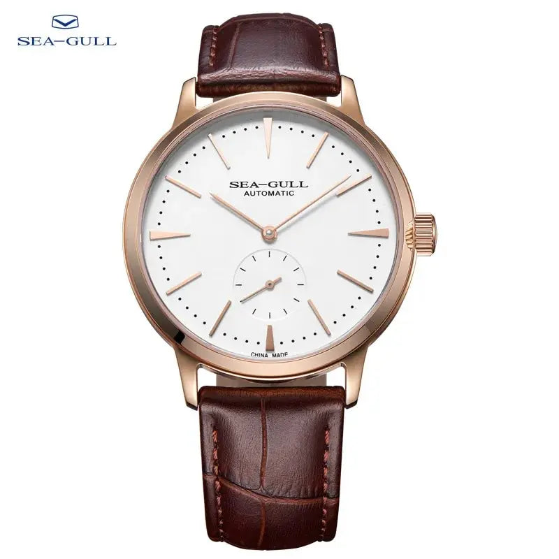 Seagull Men's Business Mechanical Watch – 50M Waterproof, Leather Strap, Valentine Gift