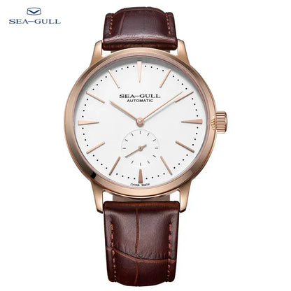 Seagull Men's Business Mechanical Watch – 50M Waterproof, Leather Strap, Valentine Gift