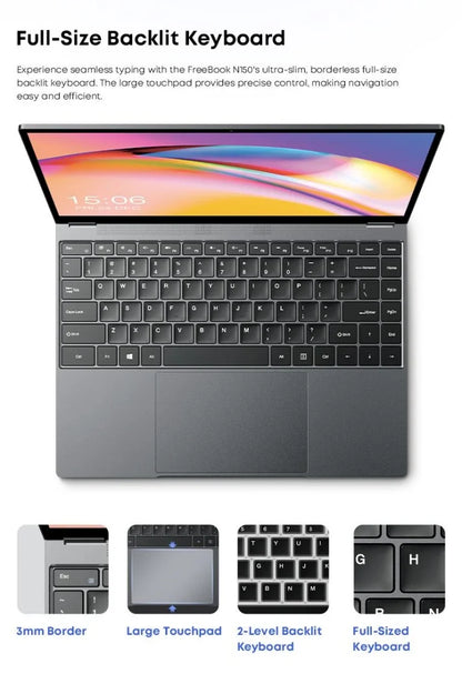 CHUWI FreeBook 2-in-1 Laptop – 13.4" Touch Screen, Intel N150, 16GB RAM, 512GB SSD, Windows 11