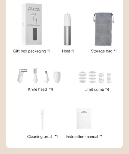 DOCO LAB 4-in-1 Electric Epilator & Hair Removal Trimmer – Cordless, Painless, Body & Bikini, Gift for Men & Women