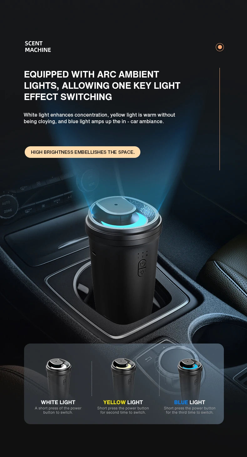 Namste Car Air Freshener | 50m³ Waterless Aroma Diffuser | Essential Oils | Aluminum | USB-C | Black