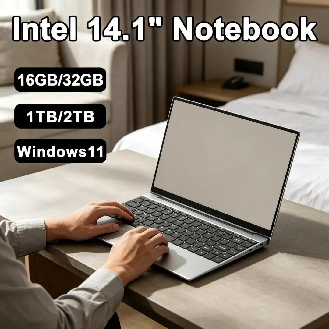 14.1" FHD Gaming Laptop | Intel DDR4 | 16–32GB RAM | Up to 2TB SSD | Windows 11 | 1920×1080 IPS | EU Plug